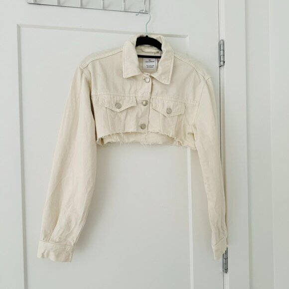 NWOT Pull & Bear Ivory Denim Jacket, Size S - Picture 2 of 6